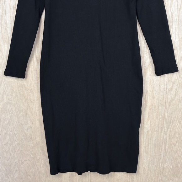Gap Black Button Down Midi Shirt Dress – Long Sleeve, Collared, Ribbed Knit - Picture 8 of 10
